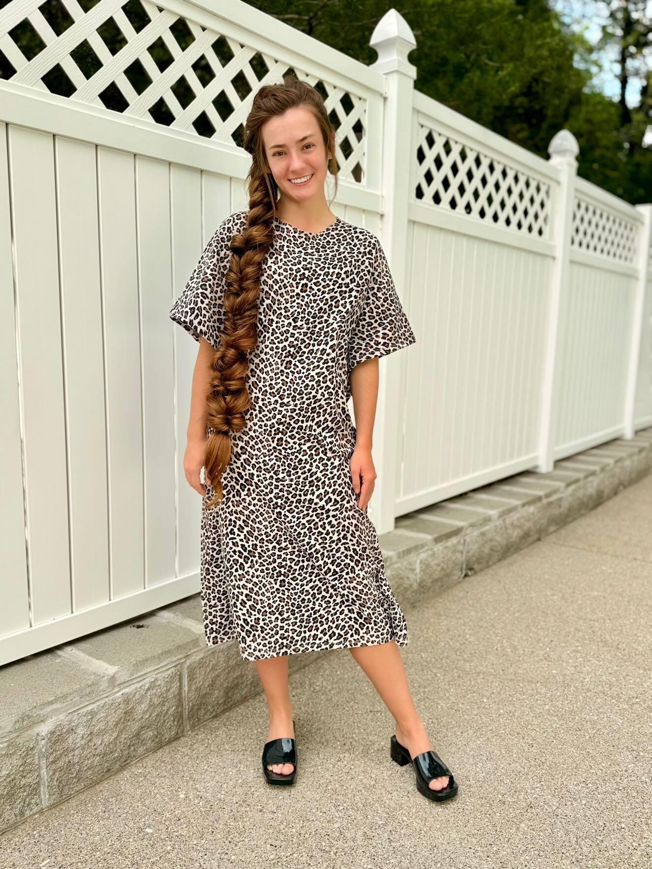Leopard Print Kimono Style Swim Dress