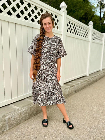 Leopard Print Kimono Style Swim Dress