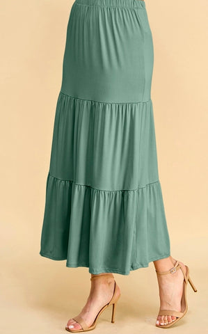 Green Tiered Skirt