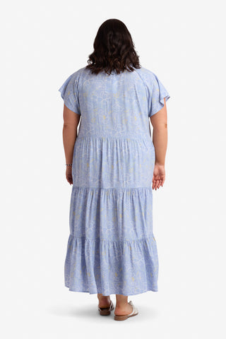 Pre-Order Adeline Dress in Light Blue with Flutter Sleeves
