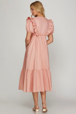 100% Cotton Blush Pink Ruffle Dress
