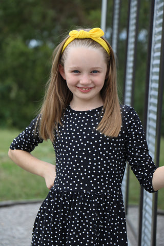 Girls Black Polka Dot Tiered Comfy Dress