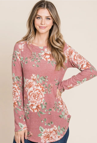Mauve Floral Sweater Top