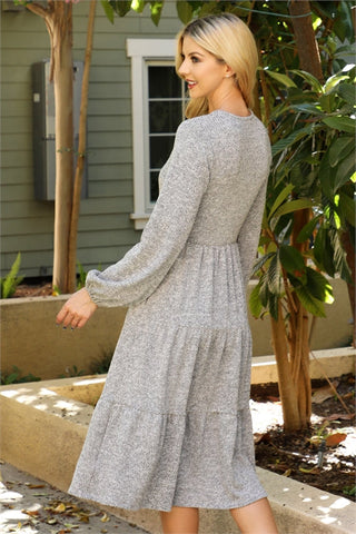 Light Gray Tiered Sweater Dress