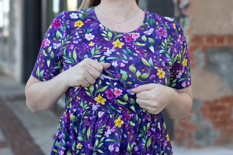 Pre-Order Cotton Violet Blooms Dress