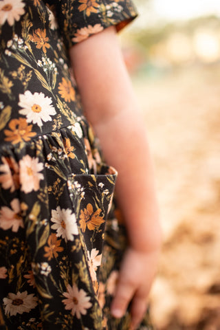 Girls Autumn Blooms Front Pocket Dress