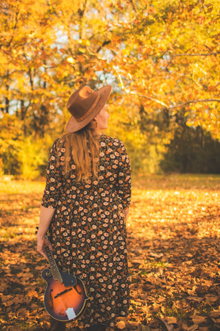 Autumn Blooms Cotton Homestead Midi Dress