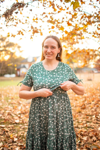 Daisy Blooms Cotton Tiered Midi Dress