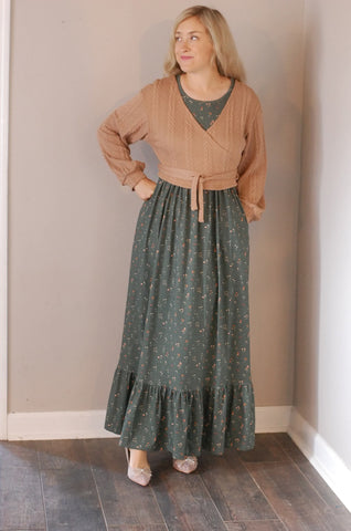 Pre-Order Forest Blooms Cotton Maxi Dress Natural Waist Bodice