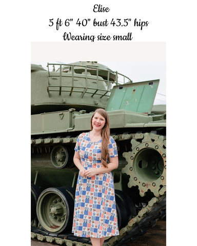 Patriotic Patchwork Cotton Twirl Dress Nursing Friendly