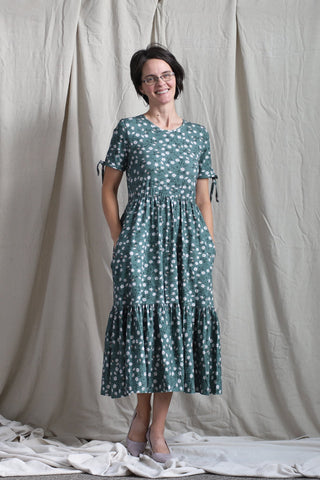 Daisy Blooms Cotton Tiered Midi Dress