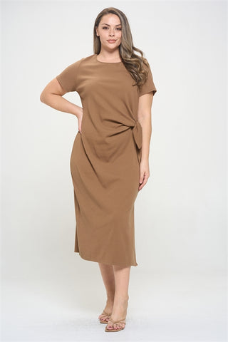 Brown Wrap Plus Size Dress