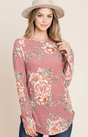 Mauve Floral Sweater Top