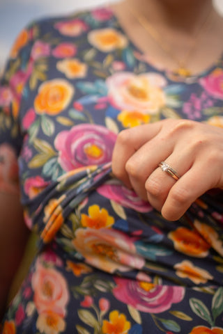 Jeweled Blooms Cotton V-Neck Twirl Dress