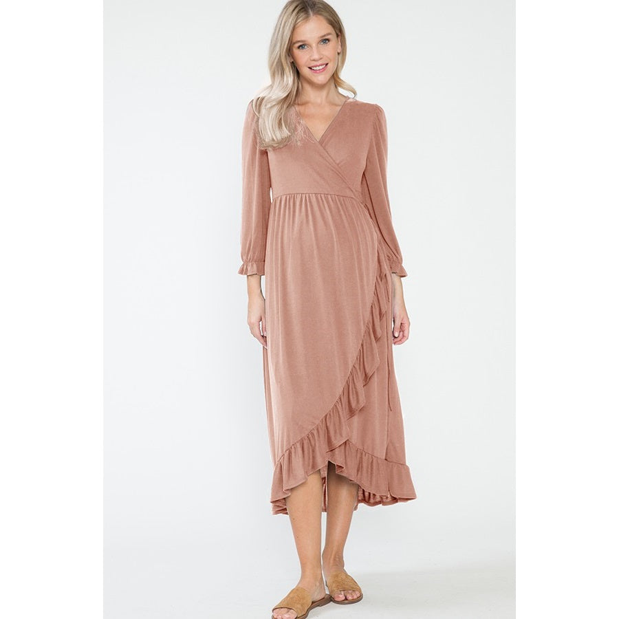 Size Medium Light Mauve Ruffle Wrap Dress