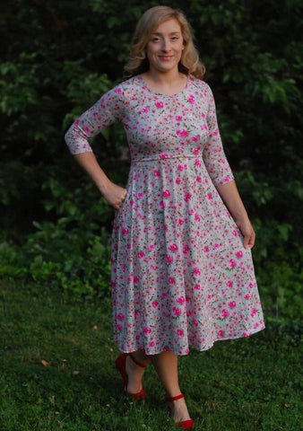 Mint Blooms Round Neck Twirl Nursing Friendly Dress