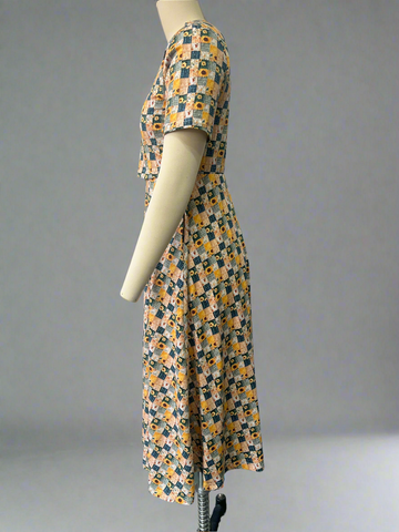 Cotton Sunflower Patchwork Nursing Friendly Twirl Dress