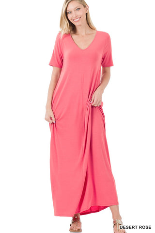 Desert Rose V-Neck Maxi Dress