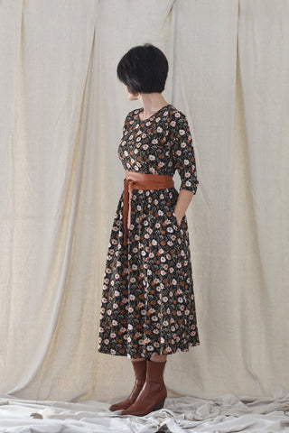 Autumn Blooms Cotton Homestead Midi Dress