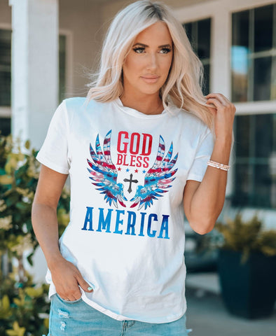 Pre-Order GOD BLESS AMERICA Cuffed Tee Shirt