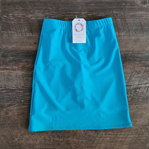 Girls Teal Blue Athletic & Swim Skirt with Built-in Shorts