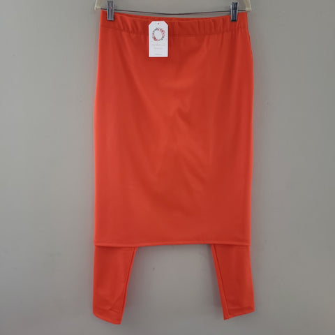 Orange Pencil Syle Athletic & Swim Skirt with Built-in Leggings