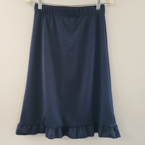 Navy Ruffled Hem A-line Style Athletic & Swim Skirt with Built in Shorts