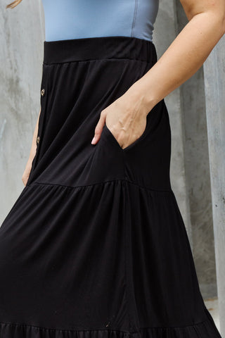 Black Buttoned Maxi Skirt