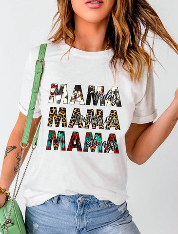 Pre-Order MAMA Graphic Cuffed Round Neck Tee Shirt