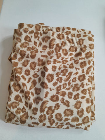 Beige Leopard Print Pleat Athletic & Swim Skirt with Built in Leggings