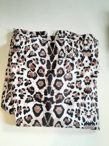 Leopard Print Pleat Pencil Athletic & Swim Skirt with Built in Leggings