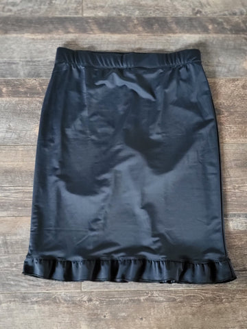 Black Pencil Style Ruffle Athletic & Swim Skirt with Built in Shorts