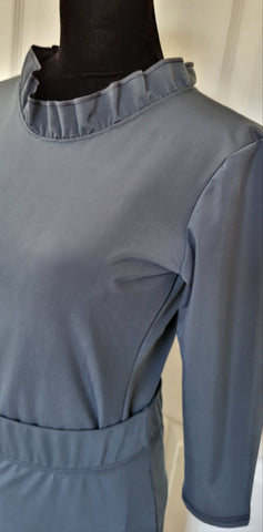 Ruffle Neck Athletic & Swim Top in Gray