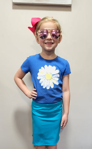 Girls Teal Blue Athletic & Swim Skirt with Built-in Shorts