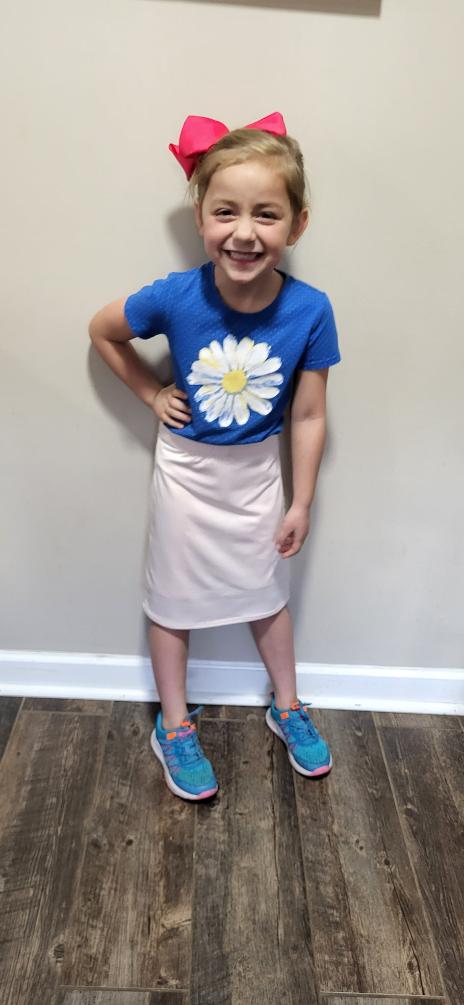 Girls Light Pink Athletic & Swim Skirt with Built-in Shorts