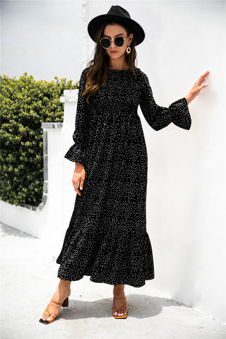 Pre-Order Printed Puff Sleeve Ruffle Maxi Dress