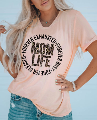 Pre-Order MOM LIFE Leopard Graphic Cuffed Tee