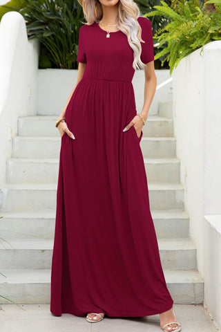 Pre-Order Round Neck Maxi Tee Dress with Pockets