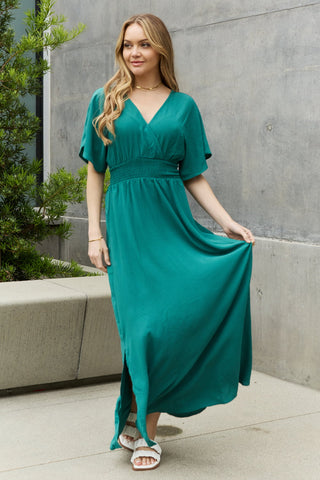 Turquoise Woven Wrap Maxi Dress