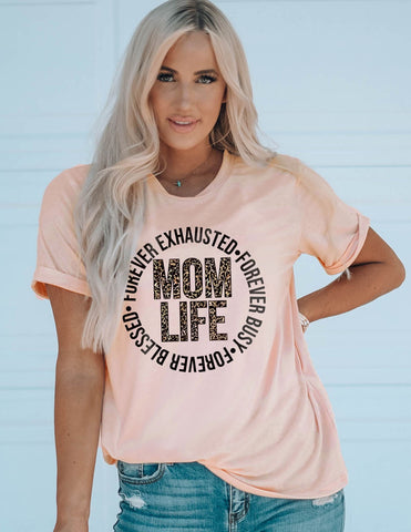 Pre-Order MOM LIFE Leopard Graphic Cuffed Tee