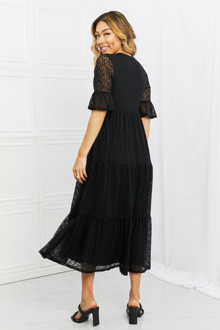 Lace Tiered Dress in Black