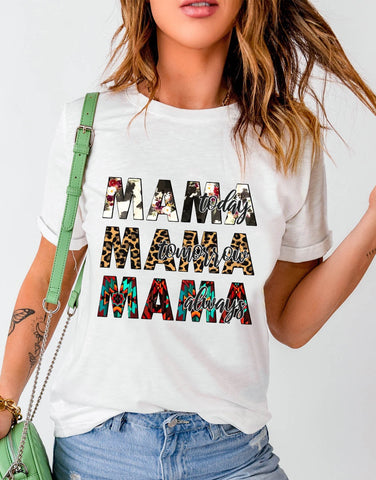 Pre-Order MAMA Graphic Cuffed Round Neck Tee Shirt