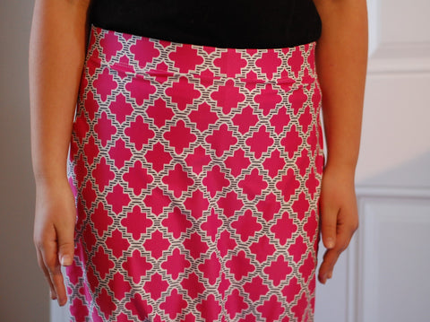Pink Abstract Print Pencil Pleat Style Athletic Skirt