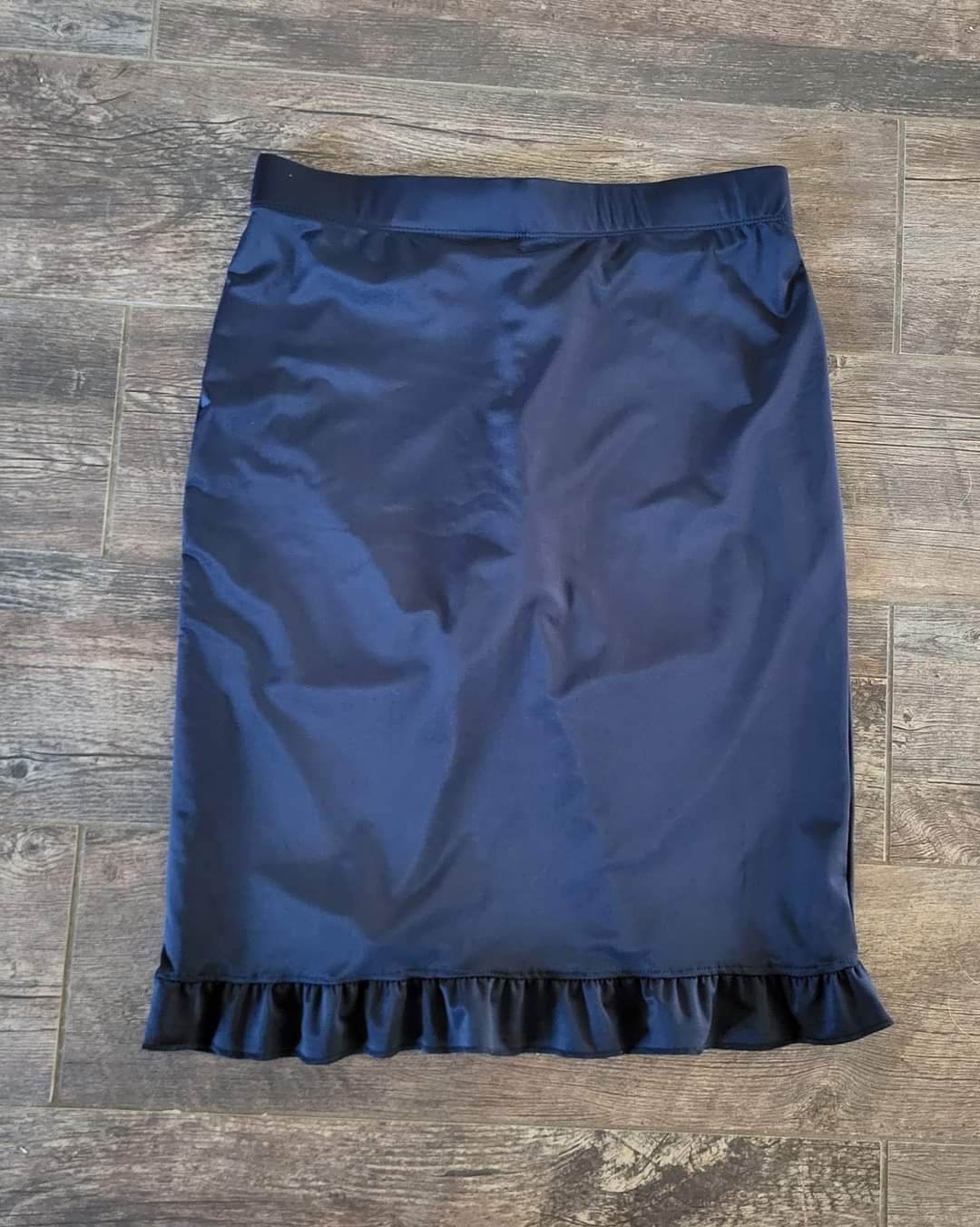 Navy Pencil Style Ruffle Athletic & Swim Skirt with Built in Shorts