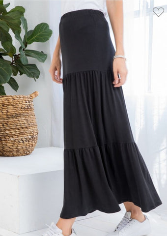 Black Tiered Maxi Skirt