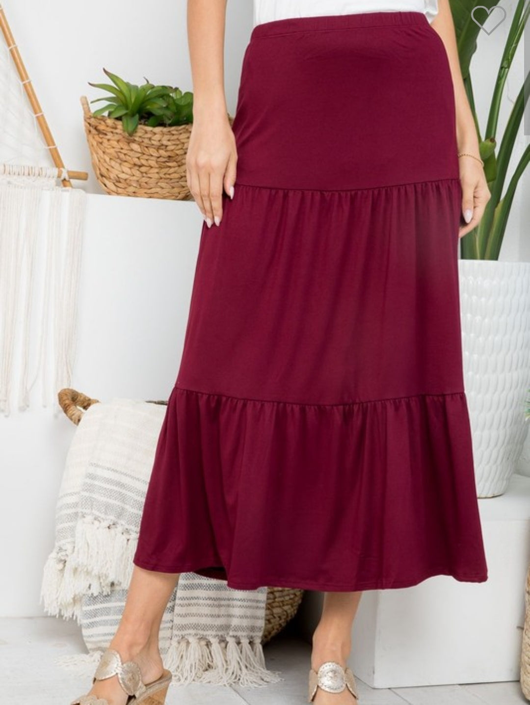 Burgundy ruffle clearance skirt