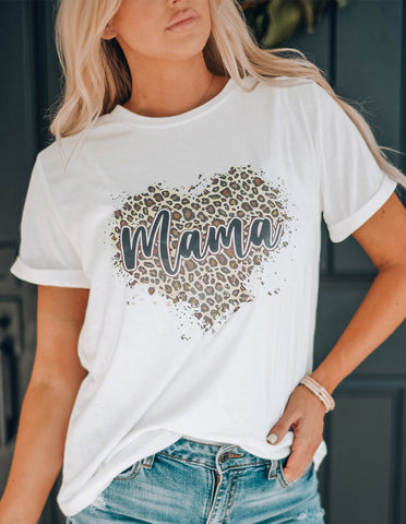 Pre-Order MAMA Leopard Heart Graphic Tee Shirt