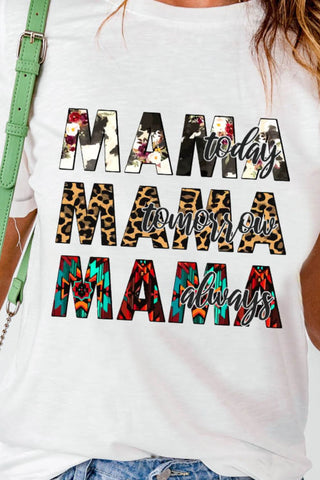 Pre-Order MAMA Graphic Cuffed Round Neck Tee Shirt