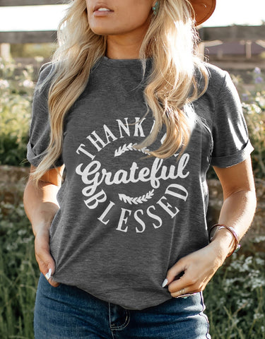 Pre-Order THANKFUL GRATEFUL BLESSED Graphic Crewneck Tee