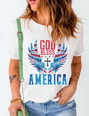 Pre-Order GOD BLESS AMERICA Cuffed Tee Shirt